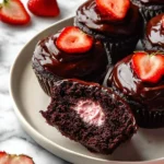 Delicious chocolate strawberry cupcakes topped with creamy frosting and fresh berries