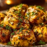 Delicious Garlic Butter Chicken served with herbs on a plate