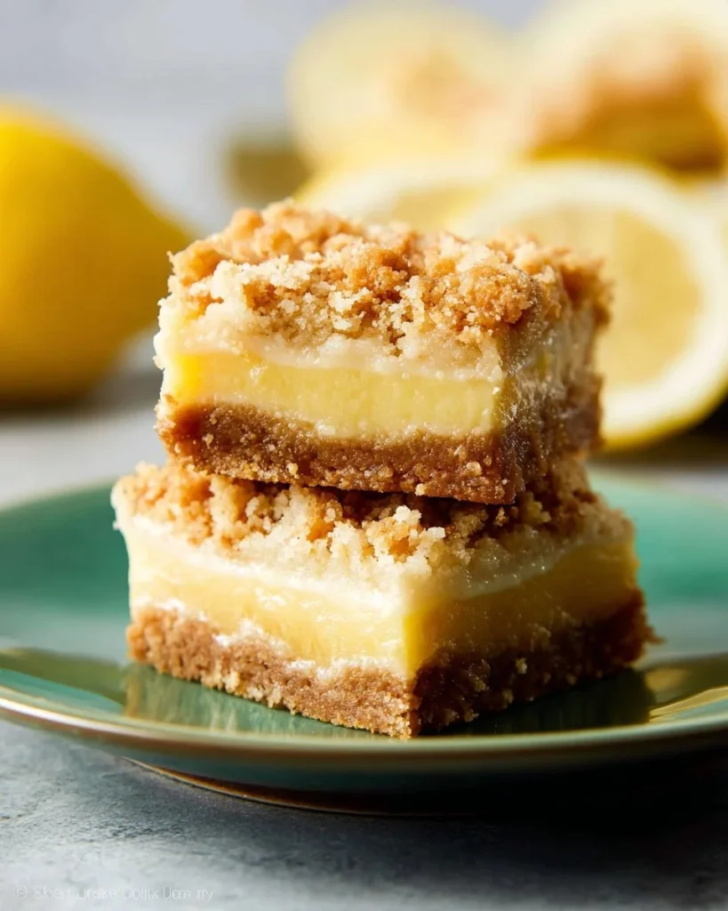 Homemade lemon oat bars topped with lemon zest and coconut flakes