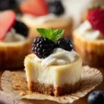 Delicious mini cheesecakes topped with fresh berries