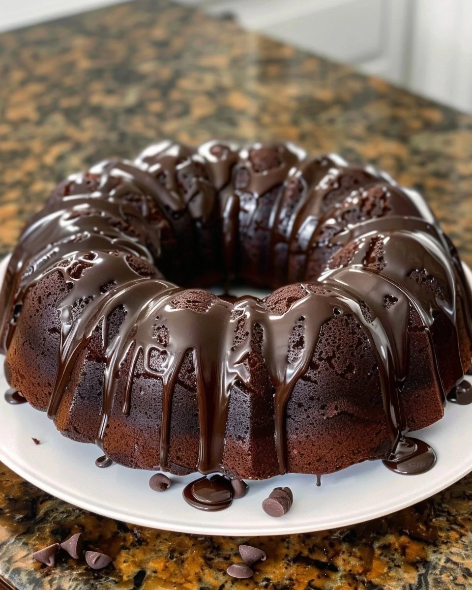 Delicious homemade Chocolate Bundt Cake with a rich chocolate glaze
