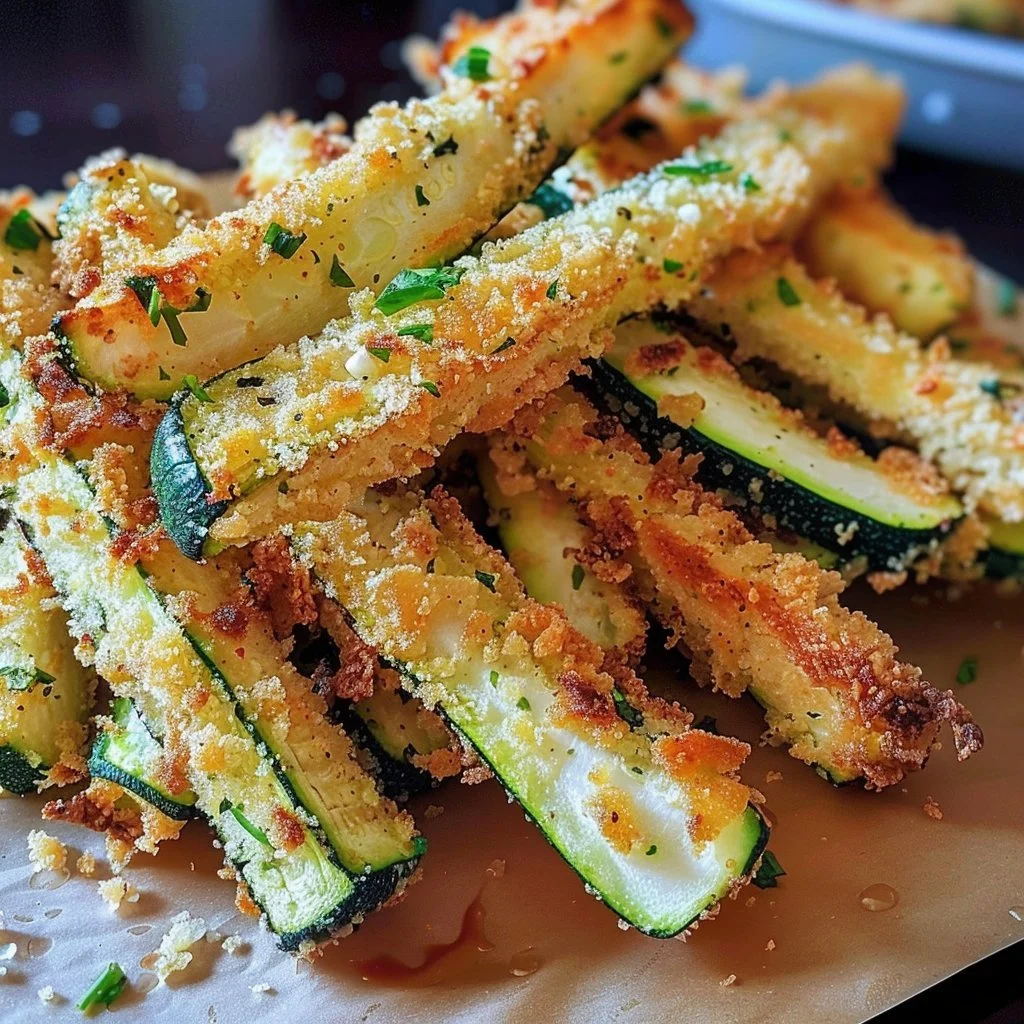 Crispy Parmesan Garlic Zucchini Fries served in a bowl
