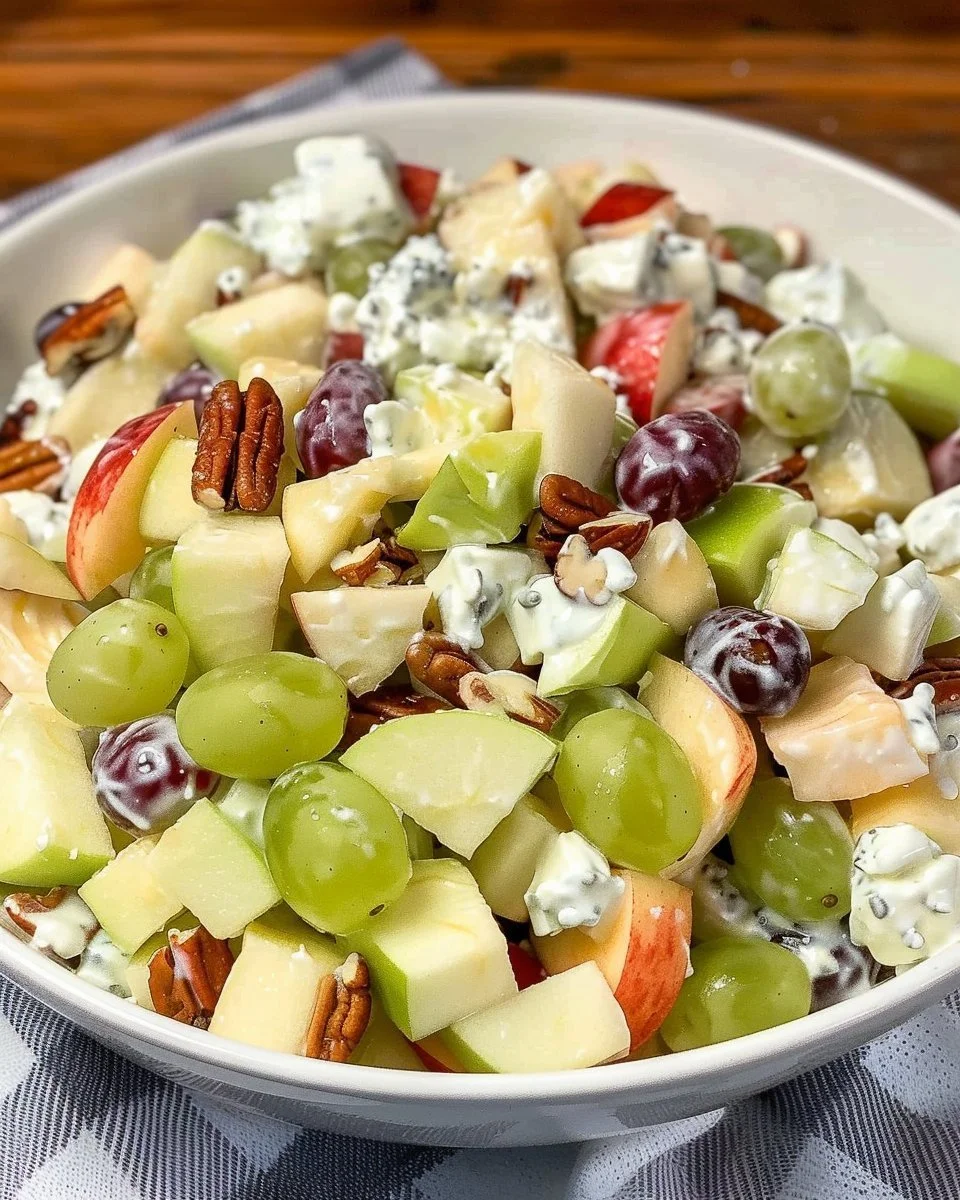 Colorful fruit salad drizzled with creamy sour cream dressing