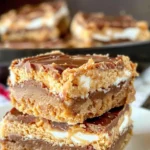 Peanut Butter Marshmallow Bars with a rich peanut butter layer and fluffy marshmallows