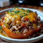 Delicious Stuffed Pepper Casserole made with beef and colorful peppers